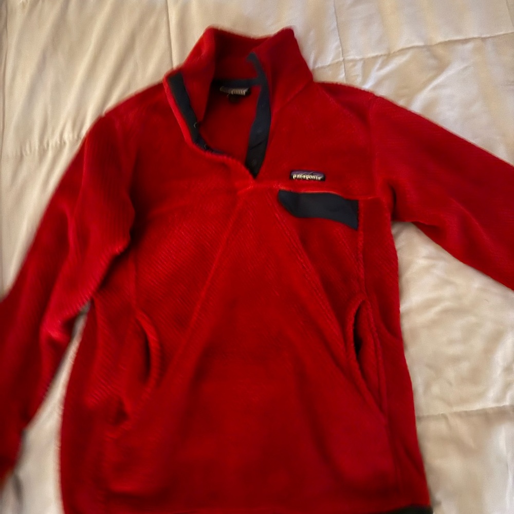 Patagonia Red and Black Fleece Pullover